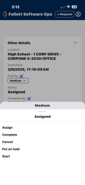 Change status options.